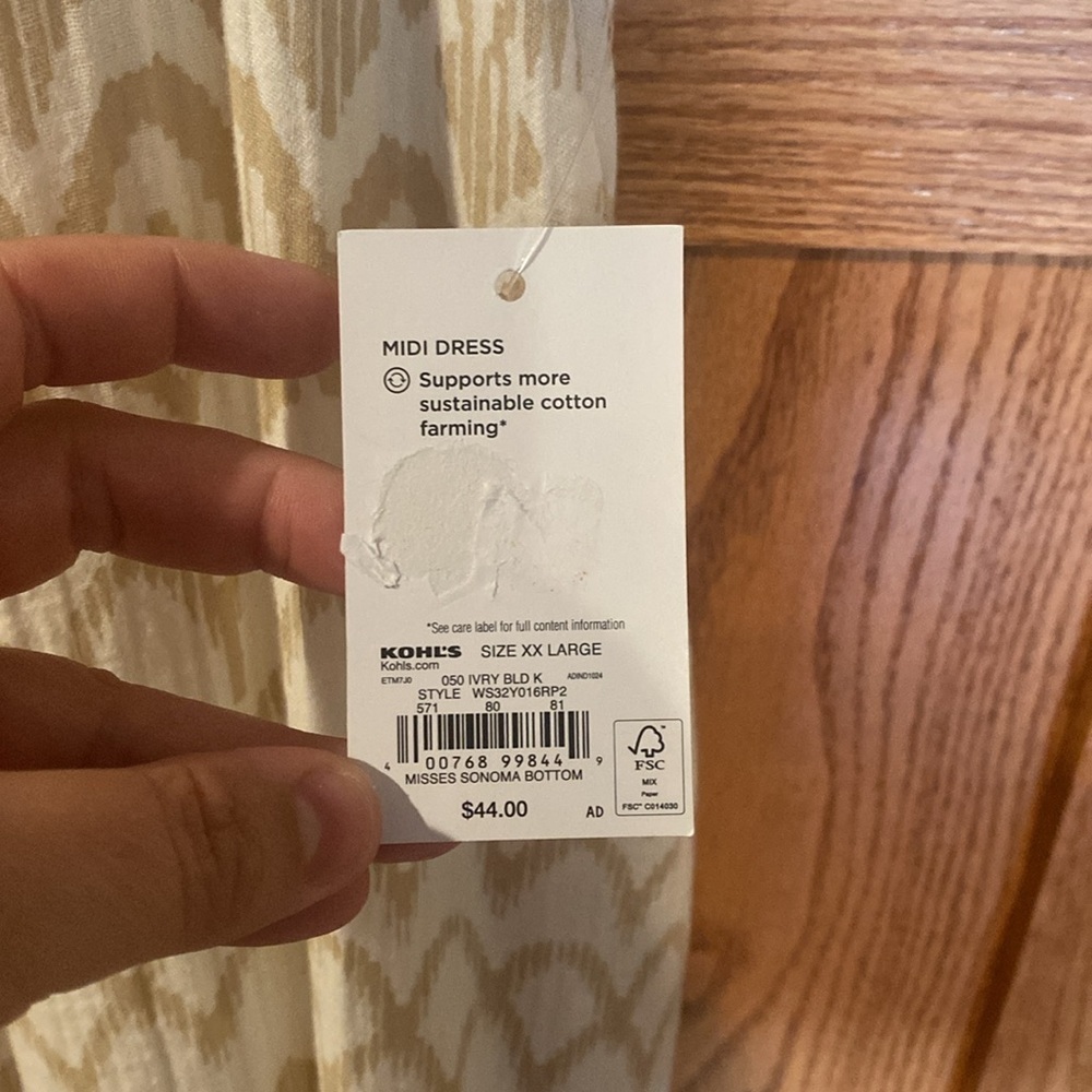 Sonoma White and Beige Flutter Sleeve Sundress NWT - Picture 6 of 6